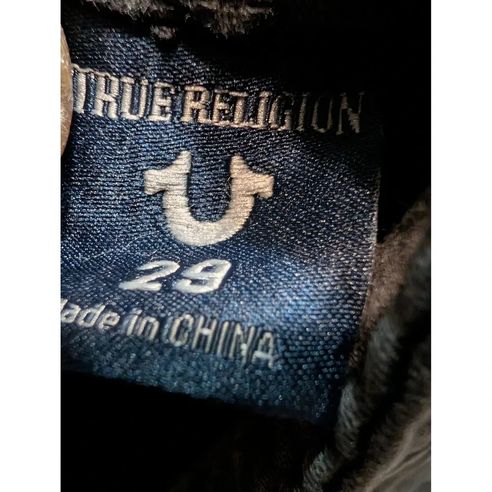 True Religion Geno Relaxed Slim Jeans Black Mens Size 29 Horseshoe Stitching